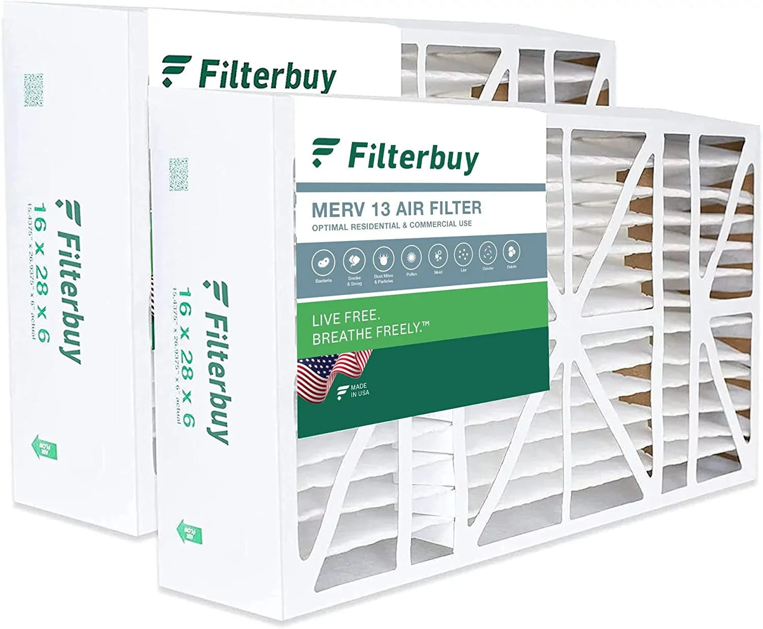 Filterbuy 16x28x6 MERV 13 Pleated HVAC AC Furnace Air Filters for Aprilaire Sizepace-Gard 2400 (2-Pack)