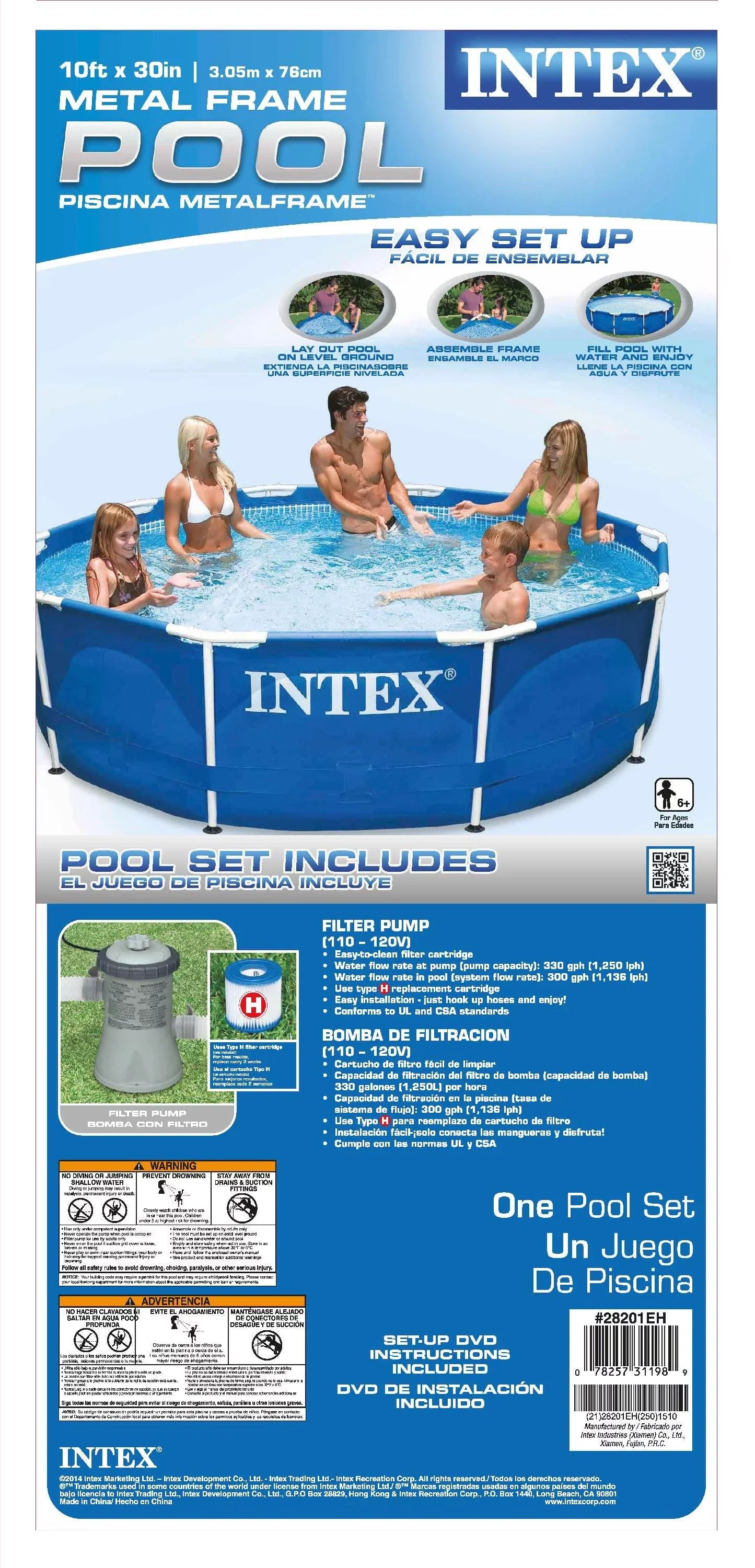 Intex 10ft x 30in Metal Frame Sizewimming Pool with Filter Pump Kokido B-VAC Vacuum