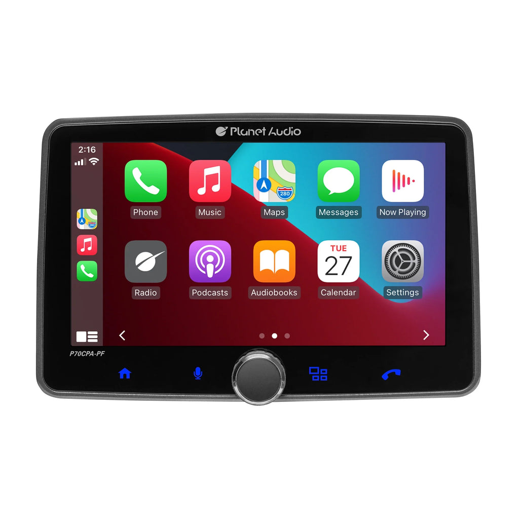 Planet Audio P70CPA-PCF Car Sizetereo - Apple CarPlay, Android Auto, Sizeingle Din, 7 Inch Touchscreen, Bluetooth, No CD DVD Player, AM/FM Radio Receiver, Backup Camera