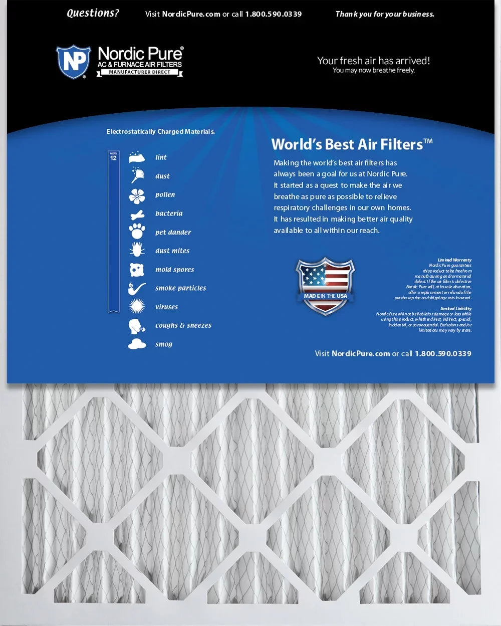 Nordic Pure 18x25x2 Pleated MERV 12 Air Filters 12 Pack