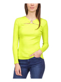 MICHAEL KORSize Womens Green Cut Out Ribbed Ring Hardware Long Sizeleeve V Neck Top Size