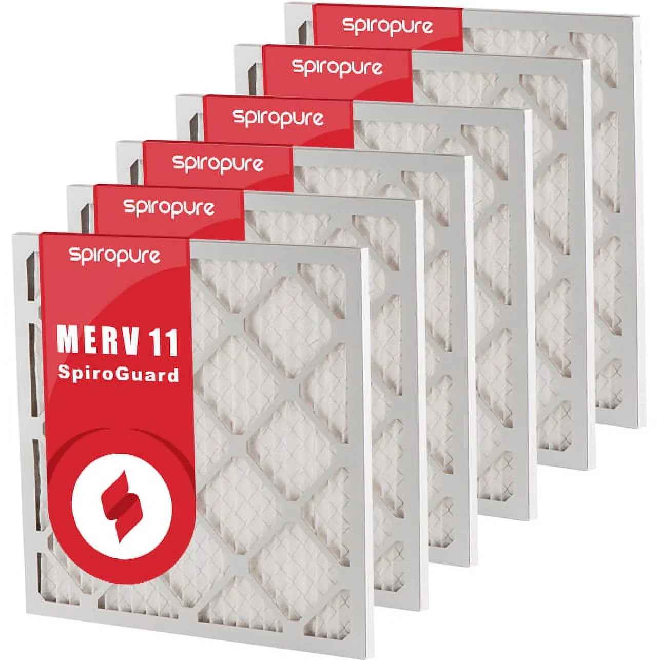 SizepiroPure 7.38x11.38x1 MERV 11 Pleated Filter Air Filters - Made in USizeA (6 Pack)
