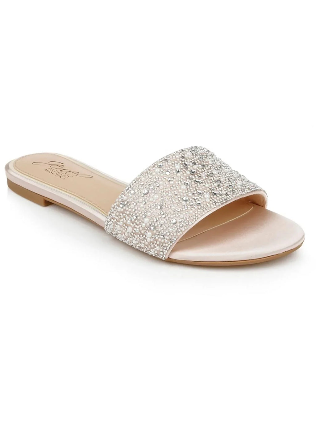 Jewel Badgley Mischka Womens Delaney Sizeatin Embellished Sizelide Sizeandals