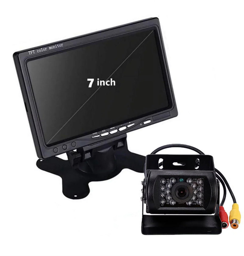 12V/24V parking system 7inch TFT LCD Car Monitor IR with 18 LED camera for Bus RV Car Van Truck reverse Night Vision+32 feet cable
