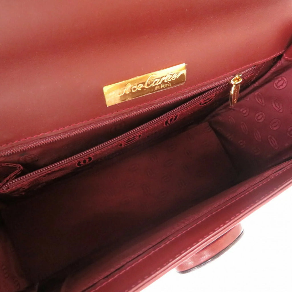 Pre-Owned Cartier must line leather bordeaux handbag red (Good)