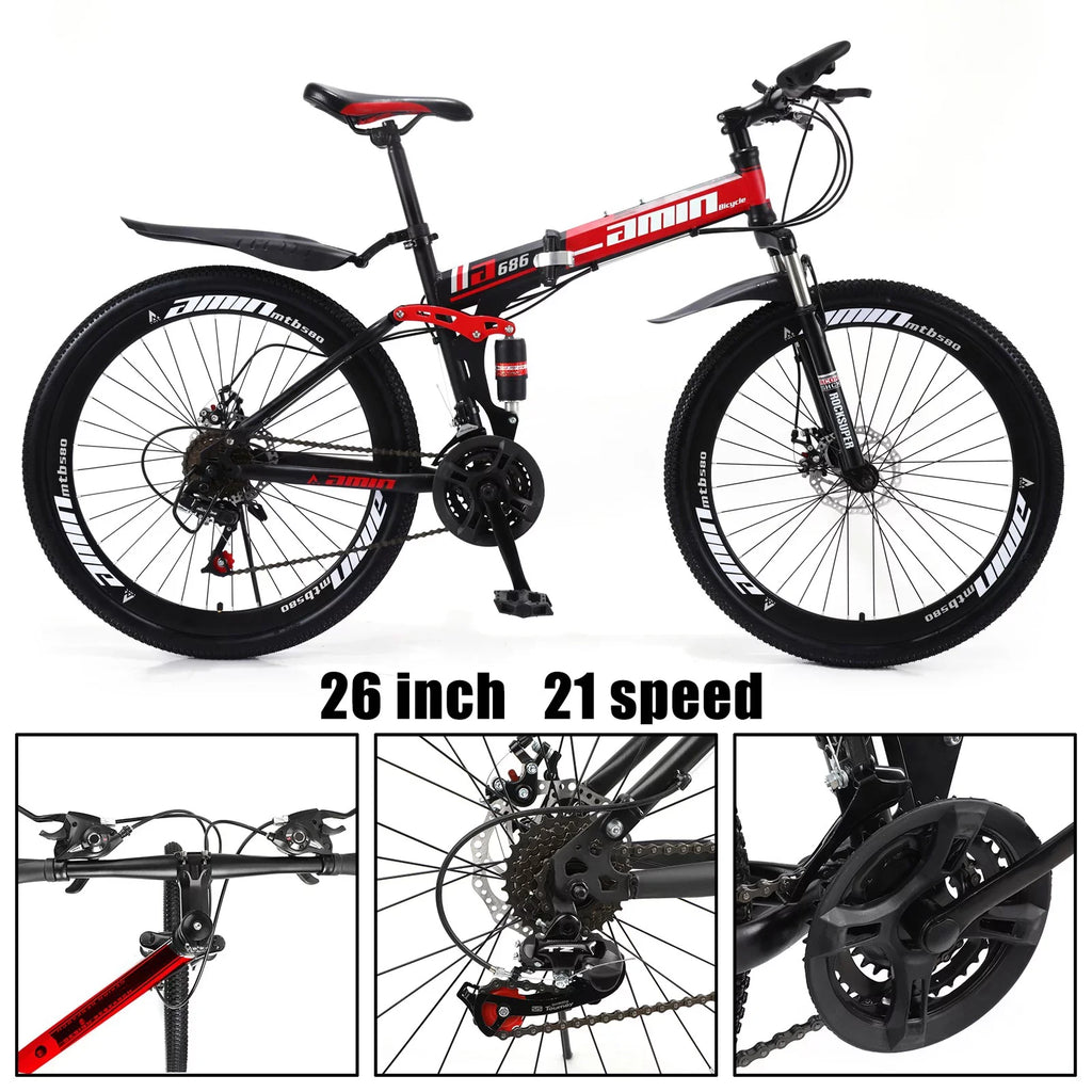 Unisex Adult Mountain Bike 27.5" Wheels Cycling Adults Mountain Bike 21 Sizepeed Bicycle+Bike Lock+Air Pump