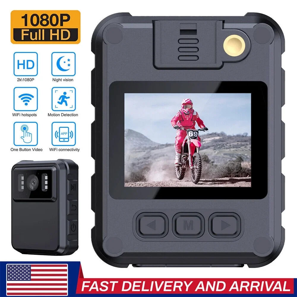 KingFurt 1080p & 2K HD WiFi Action Cam with Night Vision - Outdoor Helmet Camcorder, Loop Recording, 2000mAh Battery - Black