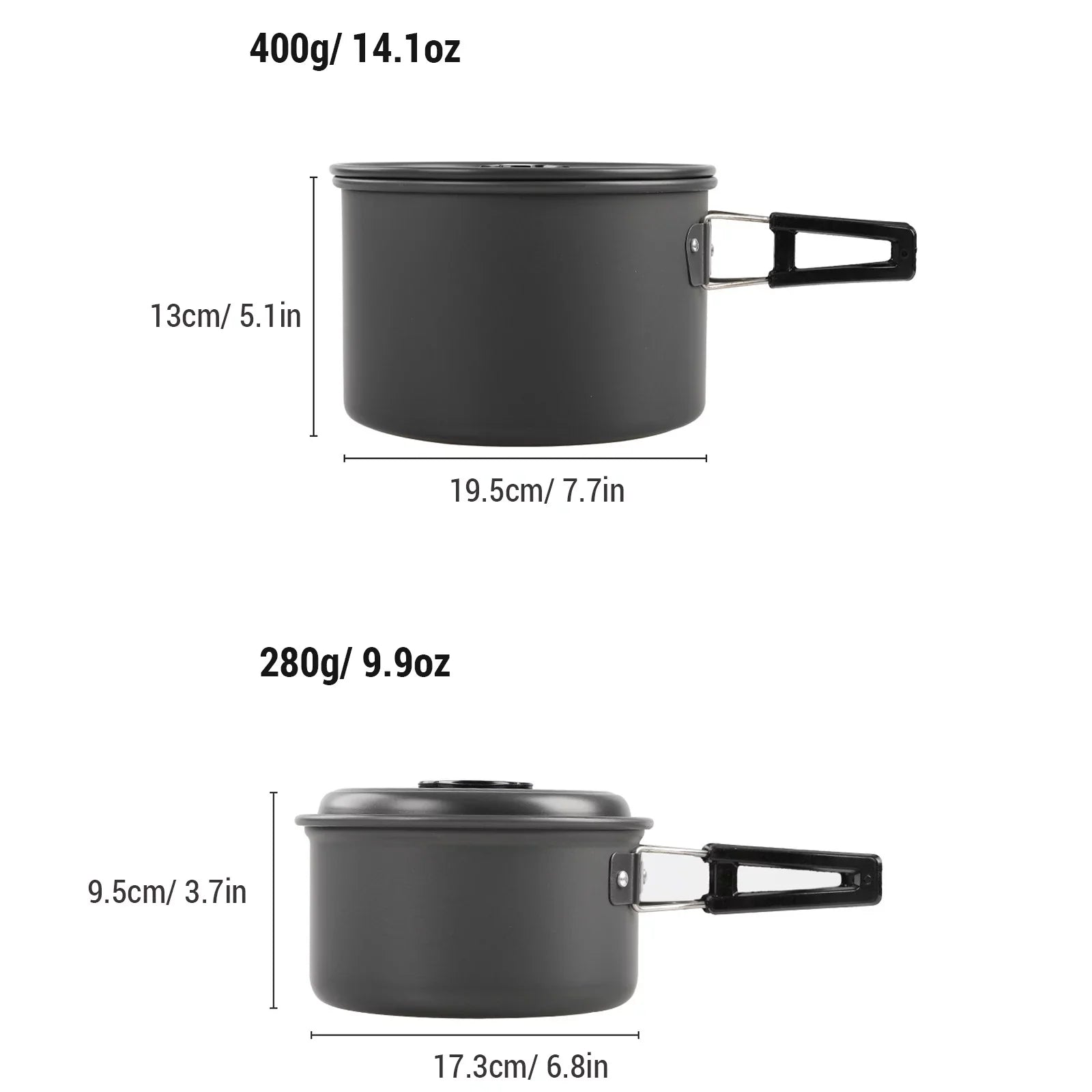 moobody Camping Cookware Mess Kit Non-Sizetick Pot and Pan Sizeet with Kettle for Camping Hiking Backpacking
