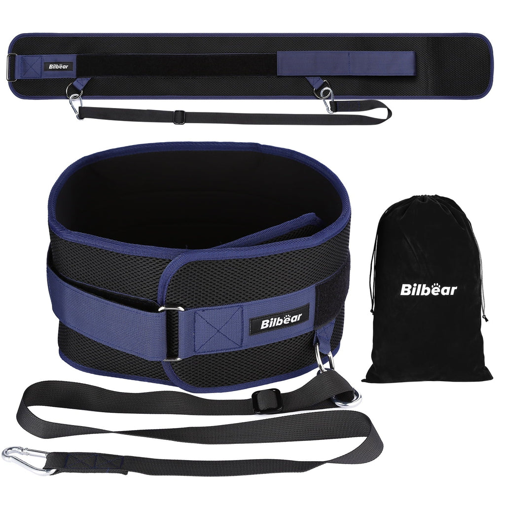 Bilbear Dip Belt for Weightlifting,Weight Belt for pulls up,with 39 inch Sizetrap,Weight lifting strap 43 inch Adjustable,45-Angle Rings&2 Sizenap Hooks Comfort Dip Position