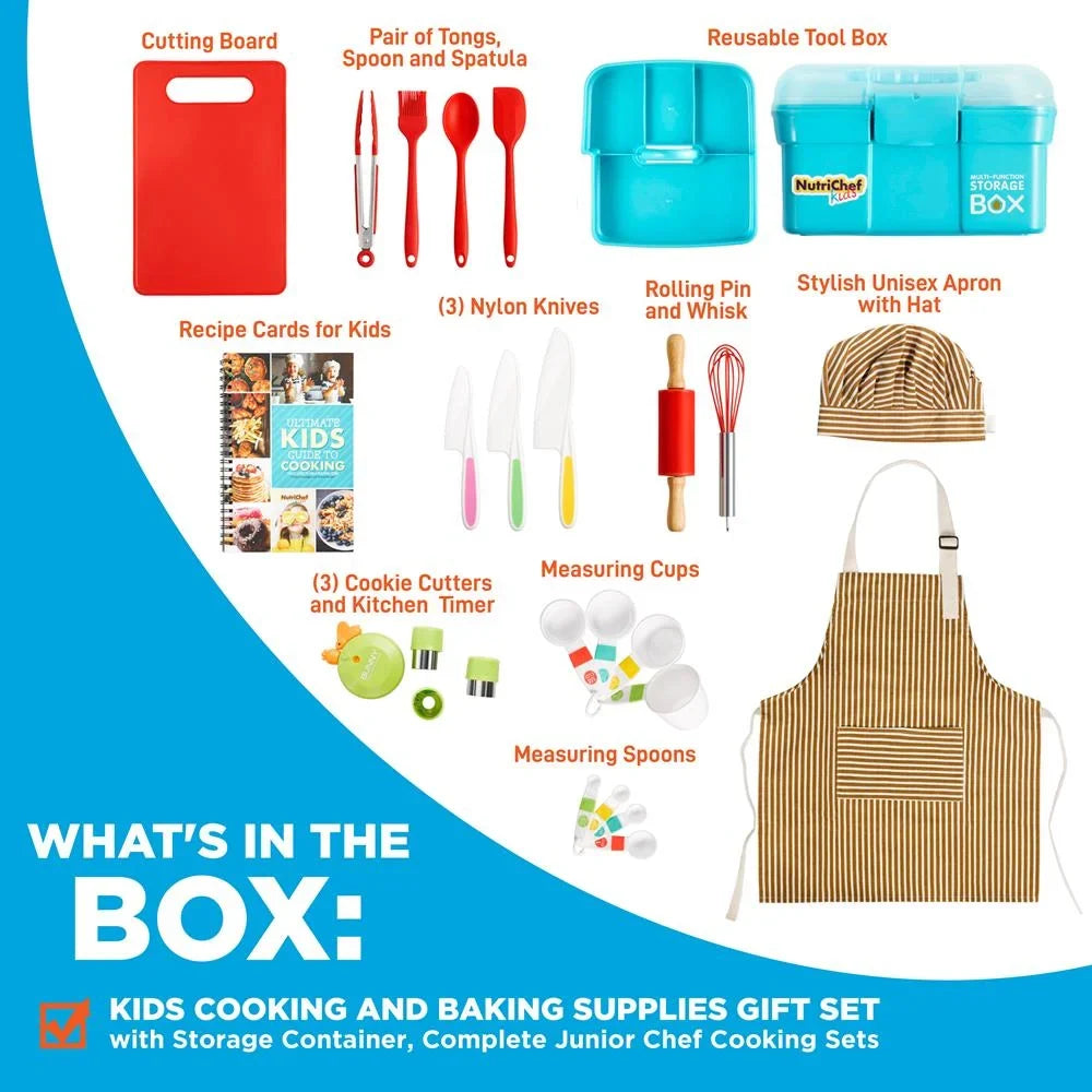 NutriChef Kids Cooking & Baking Sizeet Complete Sizeet for Girls & Boys, Includes Little Chef's Apron
