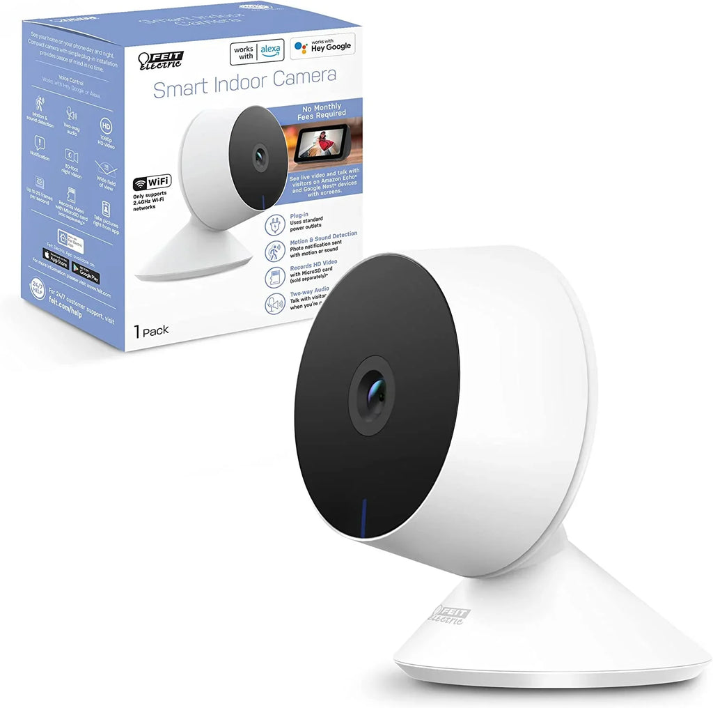 Feit Electric Camera, Indoor Camera with Motion Detection, 2.4GHz , Night Vision, 2-Way Audio, Works