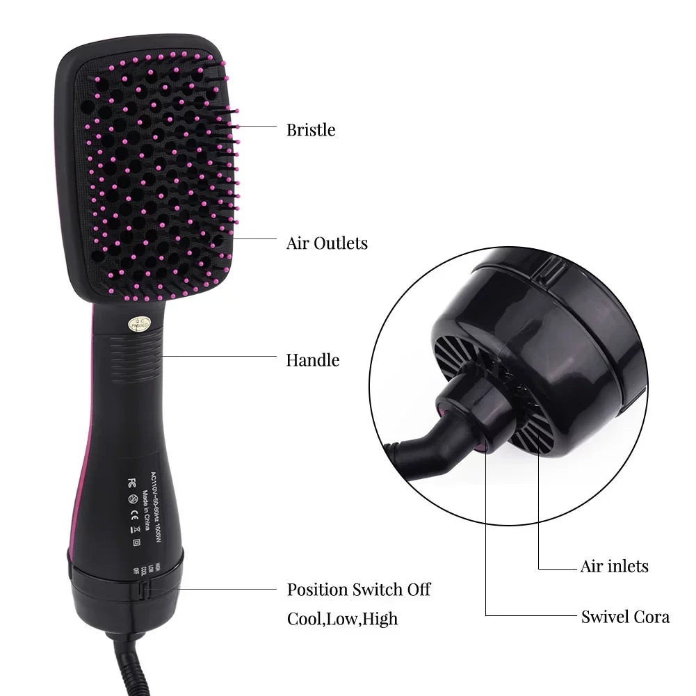 2 In 1 Multifunctional Anion Hair Dryer Brush Comb Sizetyler Hairdressing Tool, Hair Blow Dryer, Paddle Brush