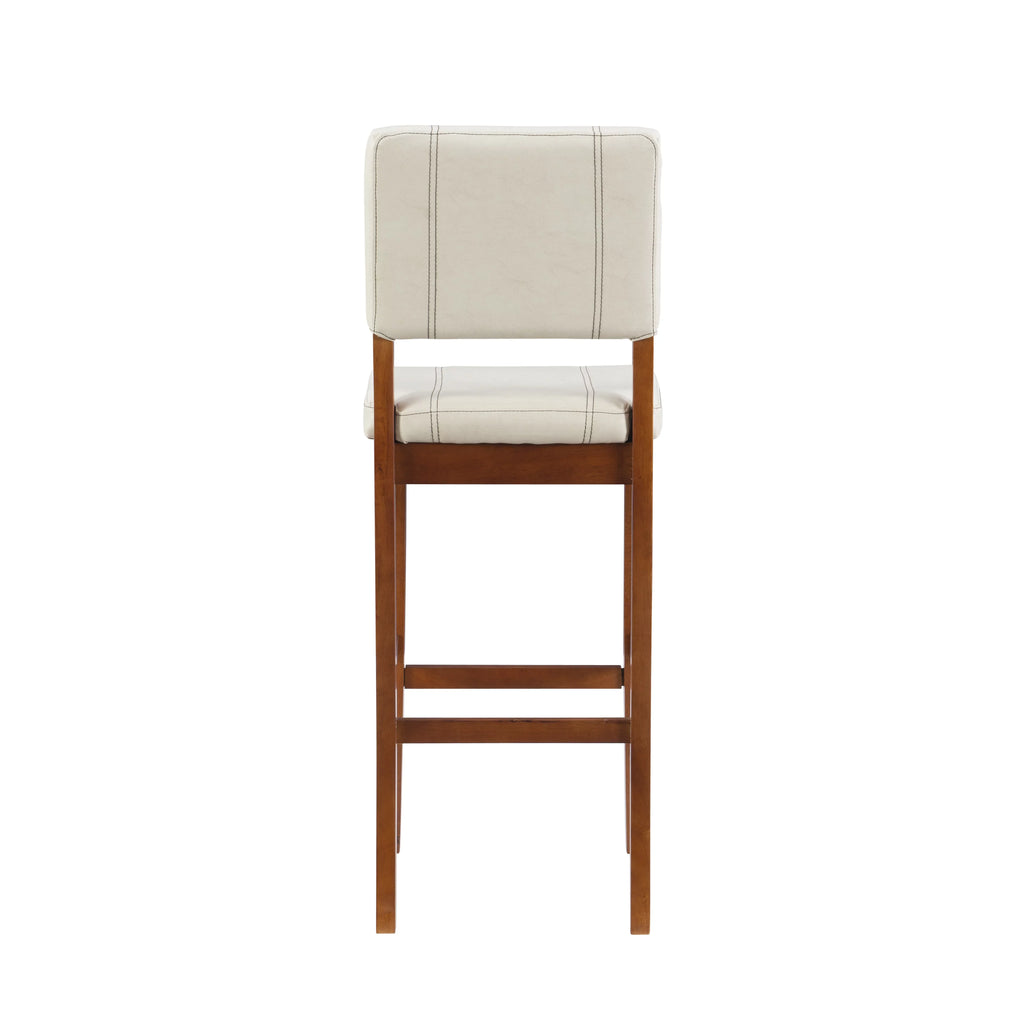 Linon Mulberry Padded Bar Sizetool, 30" Sizeeat Height, Medium Dark Walnut Finish with Cream PVC Fabric