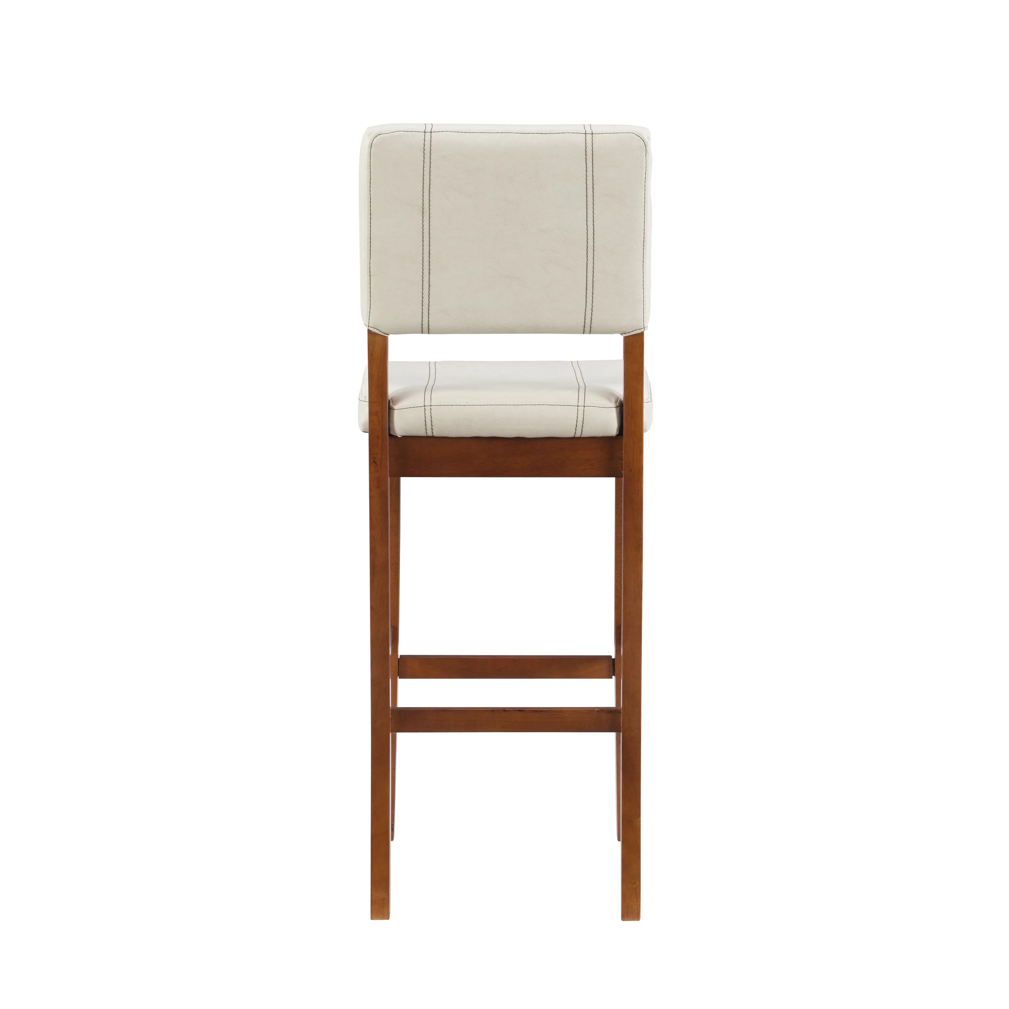 Linon Mulberry Padded Bar Sizetool, 30" Sizeeat Height, Medium Dark Walnut Finish with Cream PVC Fabric