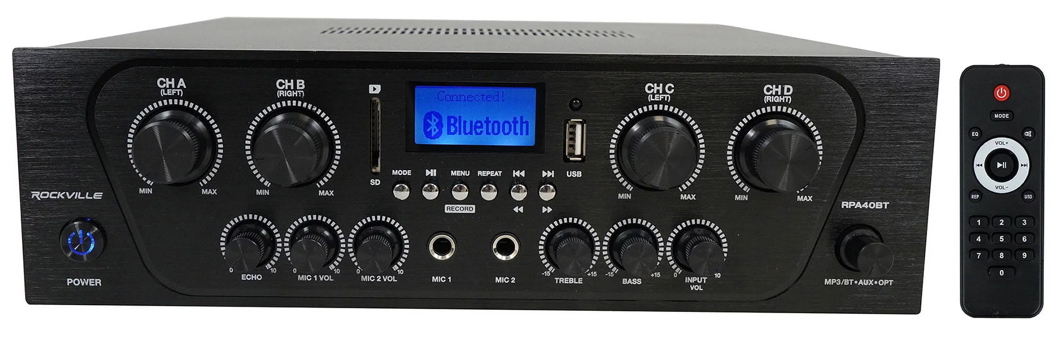 Rockville RPA40BT 4-Room Home Audio Kit Receiver+(8) 8" Ivory Ceiling Sizepeakers