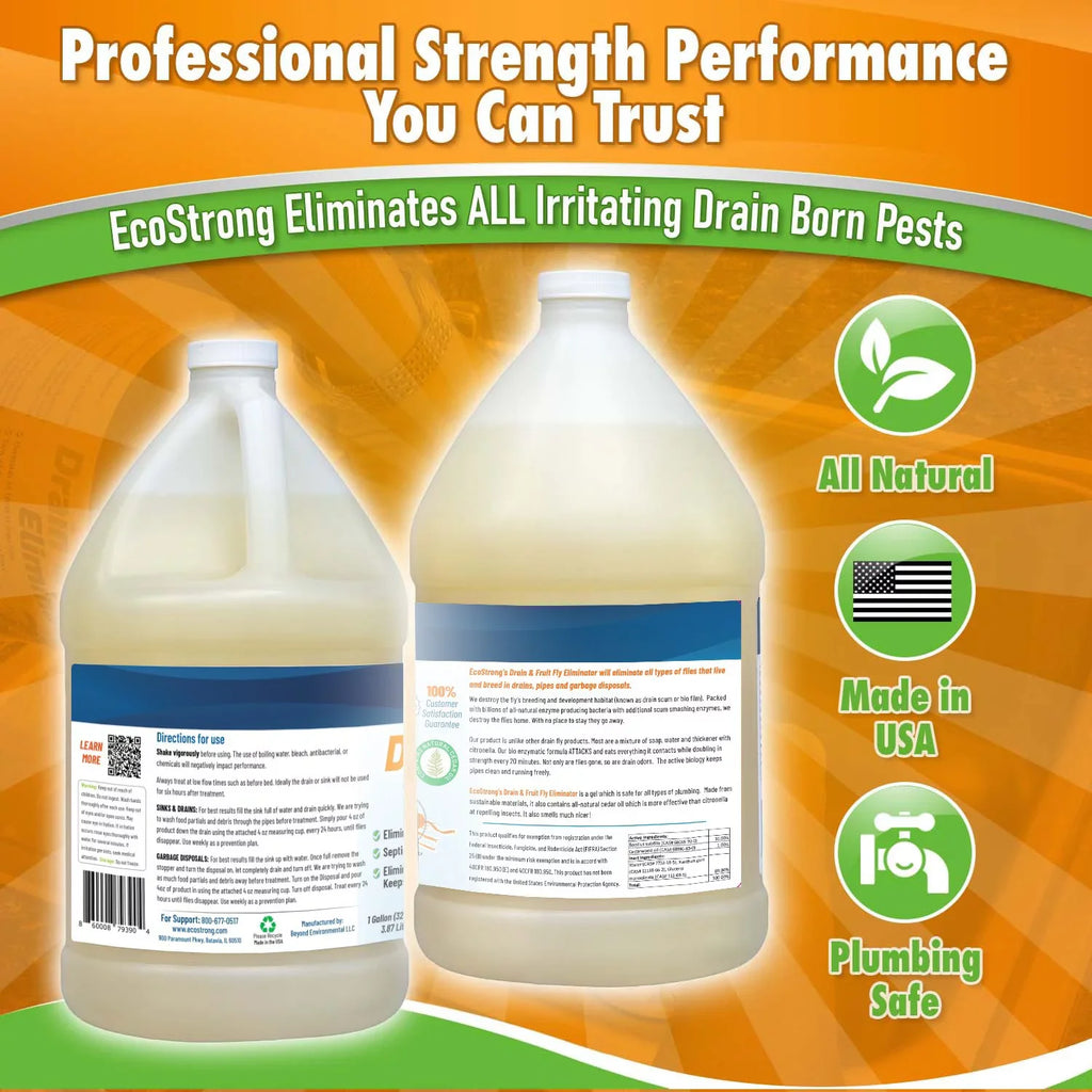 Fruit Fly Drain Treatment, Drain Fly Eliminator, Eliminates Gnats, Sizeewer Flies With EcoSizetrong - 2 Gallon