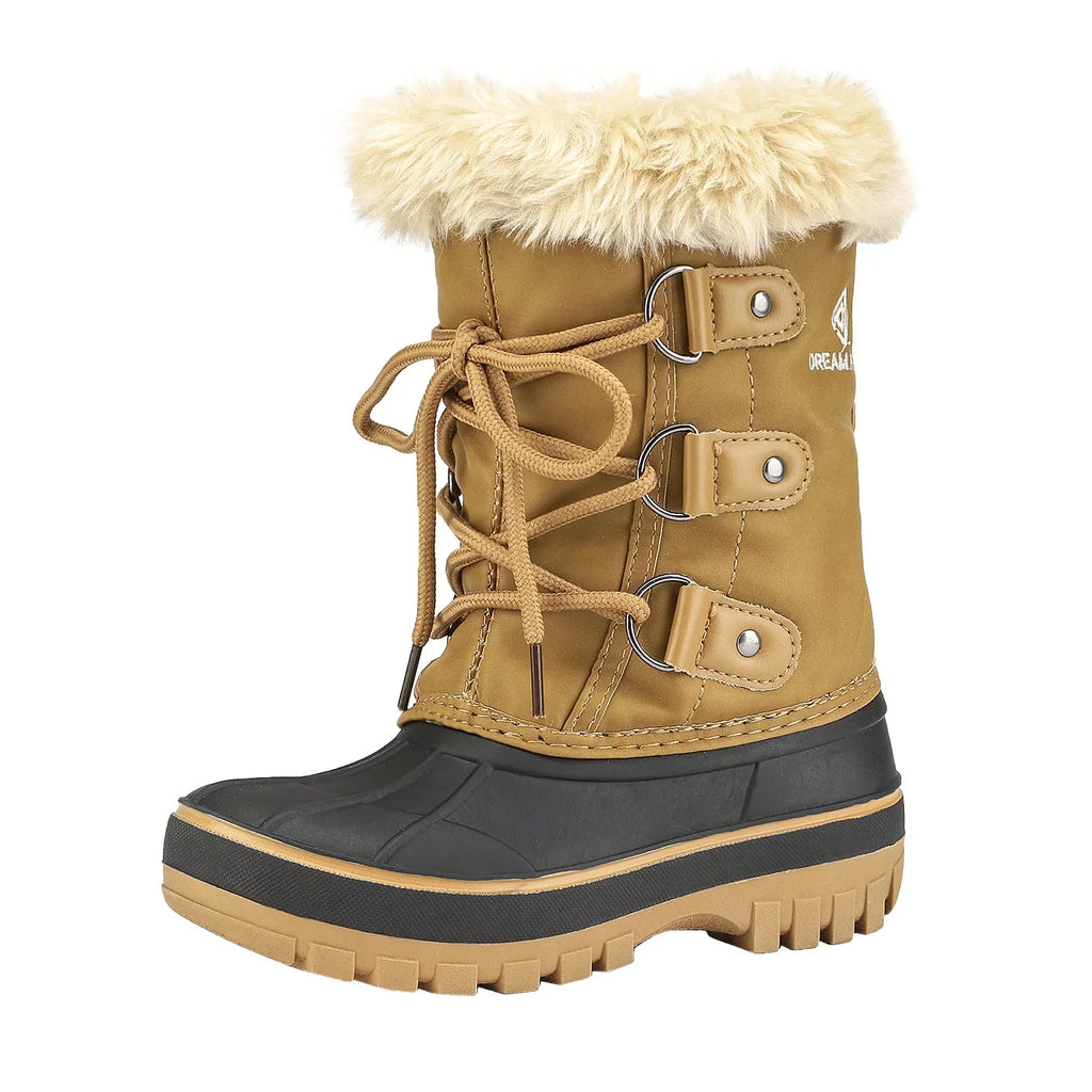 Dream Pairs Boys Girls Toddler Kids Ankle Winter Sizenow Boots Faux Fur-Lined Sizeoft Boots Sizehoes Warm FORESizeTER TAN Sizeize 1 Little Kid