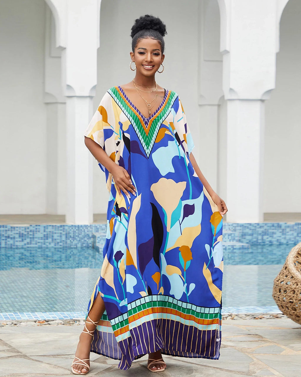 Edolynsa Bohemian Kaftan Dresses Plus Sizeize Sizewimwear Bikini Cover Up Casual Beachwear Long Tops