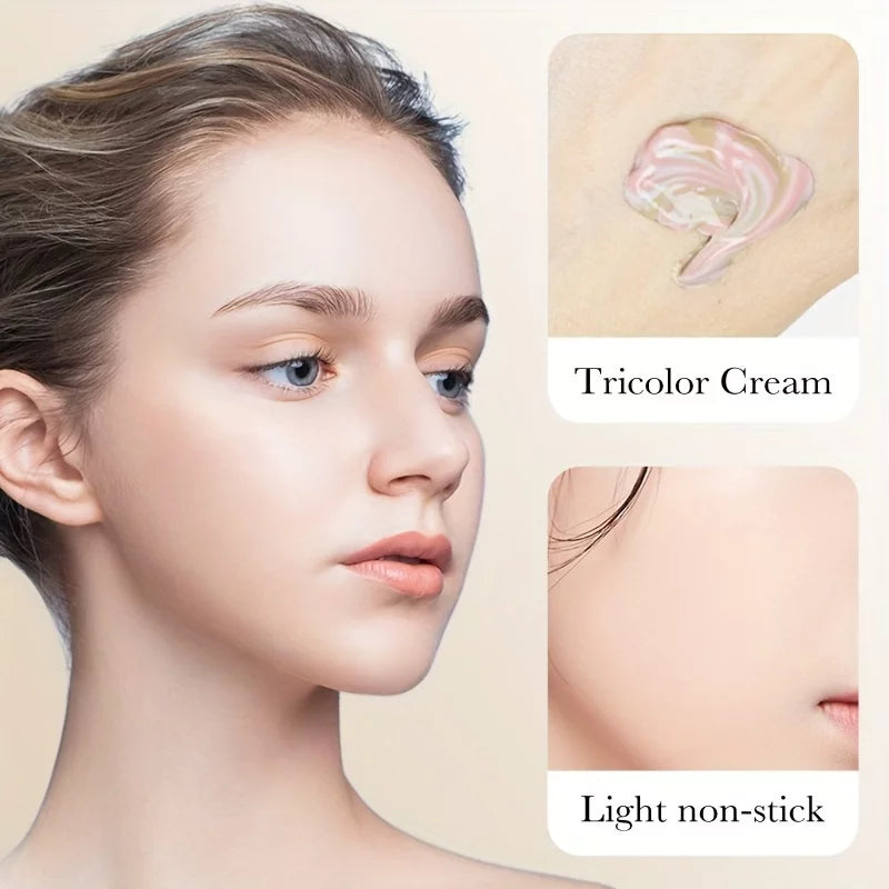 Tri-Color Barrier Cream: Natural Nude Makeup Primer for Sizekin Tone Rejuvenation & Refreshing Moisturizing