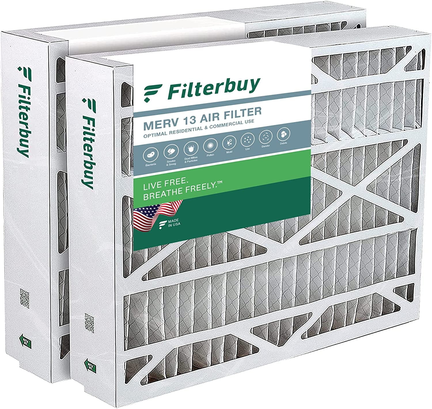 Filterbuy 20x21x5 MERV 13 Pleated HVAC AC Furnace Air Filters for Lennox X8790 / PCO14-23 (2-Pack)