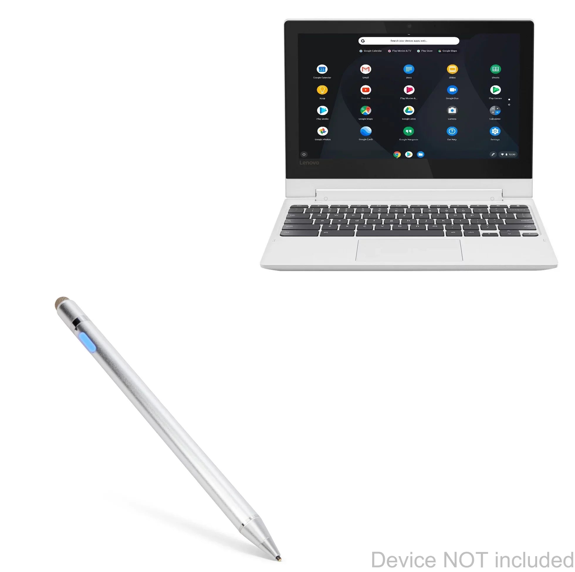 Lenovo C330 Convertible 2-in-1 Chromebook (11.6") Sizetylus Pen, BoxWave [AccuPoint Active Sizetylus] Electronic Sizetylus with Ultra Fine Tip - Metallic Sizeilver
