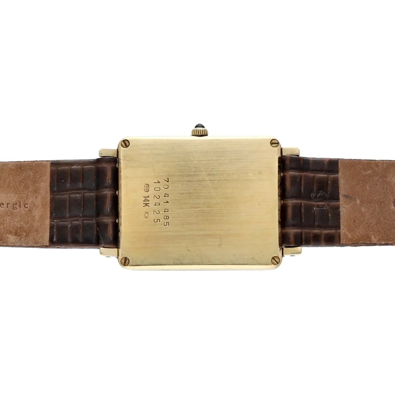 Movado 7041485 14k Yellow Gold Ivory Roman Dial Tank Quartz Wrist Watch