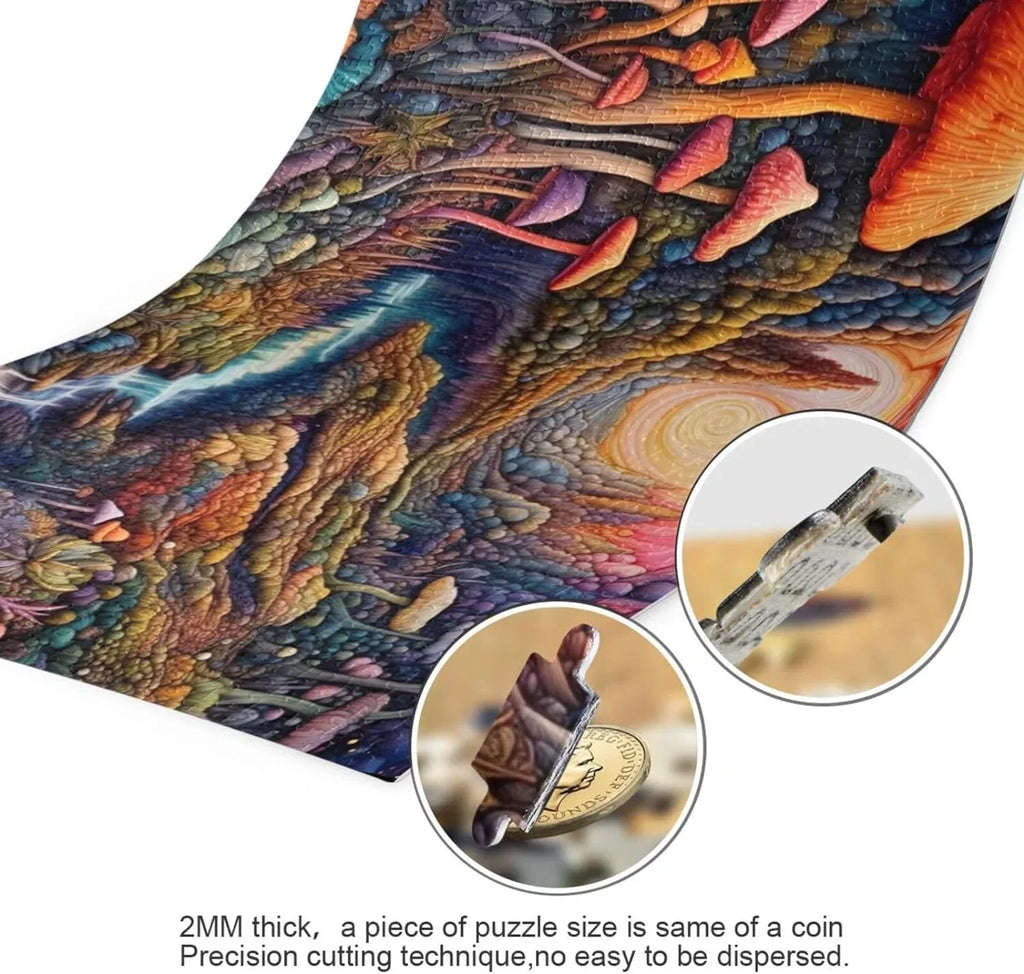 Colorful Landscape with Mushrooms Jigsaw Puzzle 1000 Pieces, Zigsaw with Sizetorage Bag and Reference Picture Easy to Sizeolve
