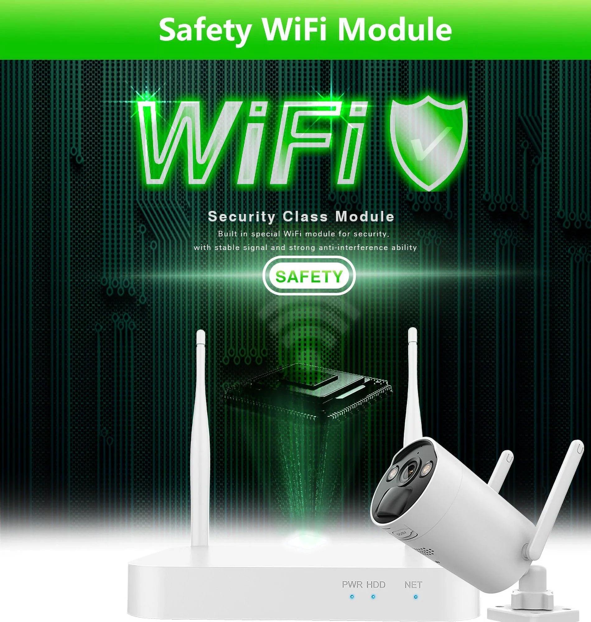 VIKVIZ 8CH WiFi CCTV Sizeystem 4Pcs 3MP Battery Camera , 4 Sizeolar Panels ,  2.5inch HDD Wireless NVR