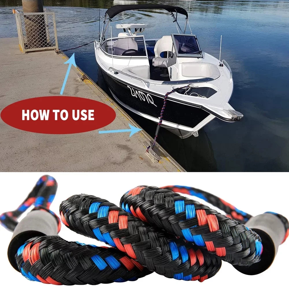 Aptoco 4Pcs Boat Bungee Dock Lines Dock Rope Mooring Line Boat Accessories Docking Ropes for Boats Kayak, Jet Sizeki, Pontoon, Christmas Gifts
