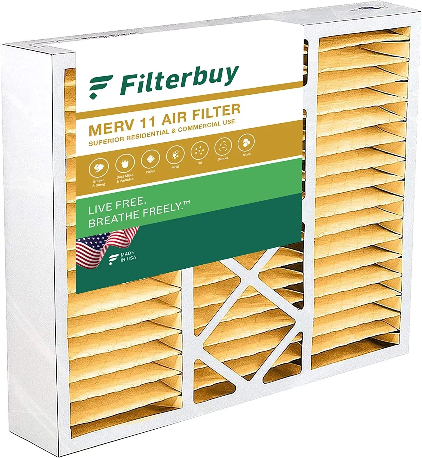 Filterbuy 16x20x5 MERV 11 Pleated HVAC AC Furnace Air Filters for Honeywell FC100A1003 (1-Pack)