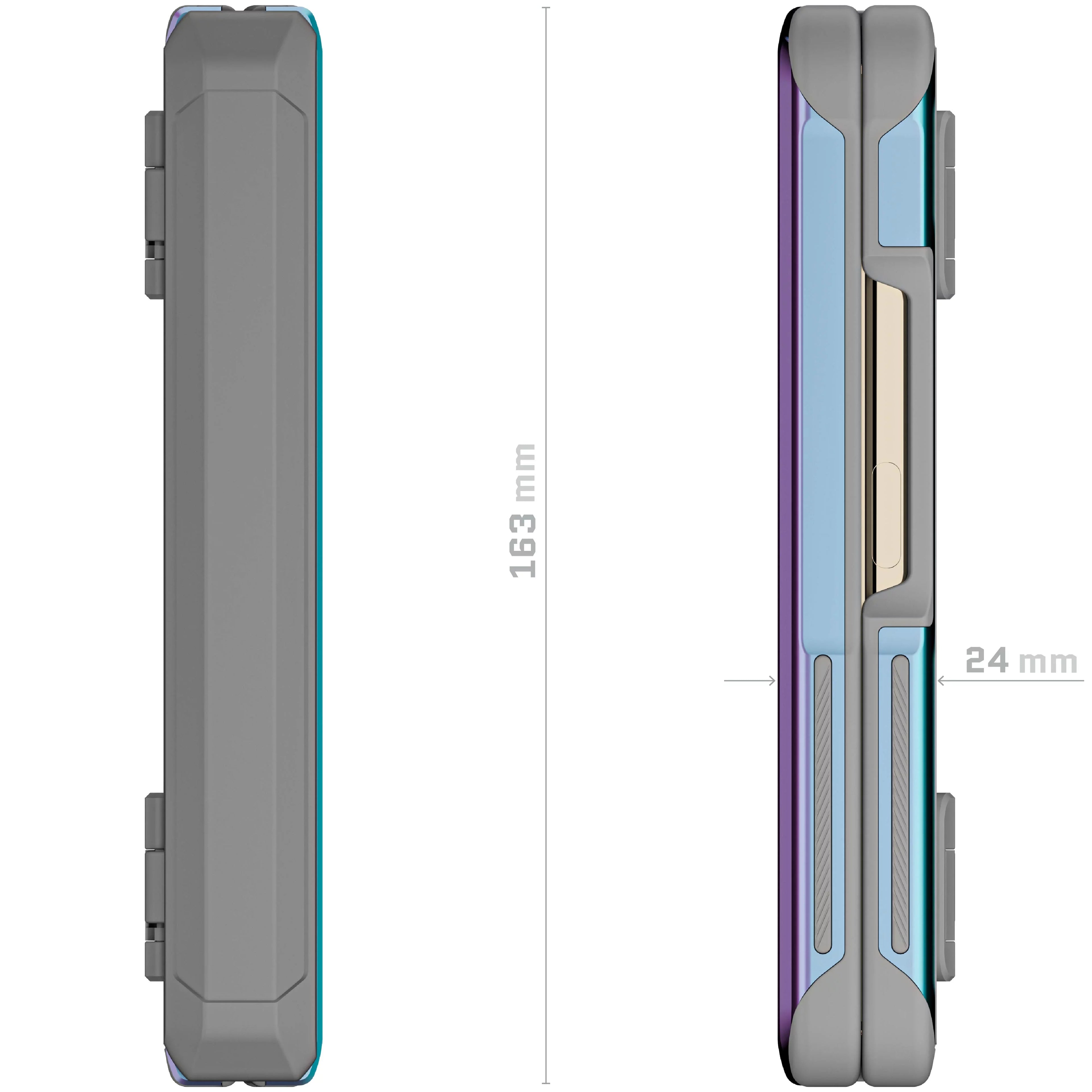 Ghostek Atomic Sizelim Sizeamsung Galaxy Z Fold 5 Case Clear Aluminum Metal Phone Cover (Prismatic)