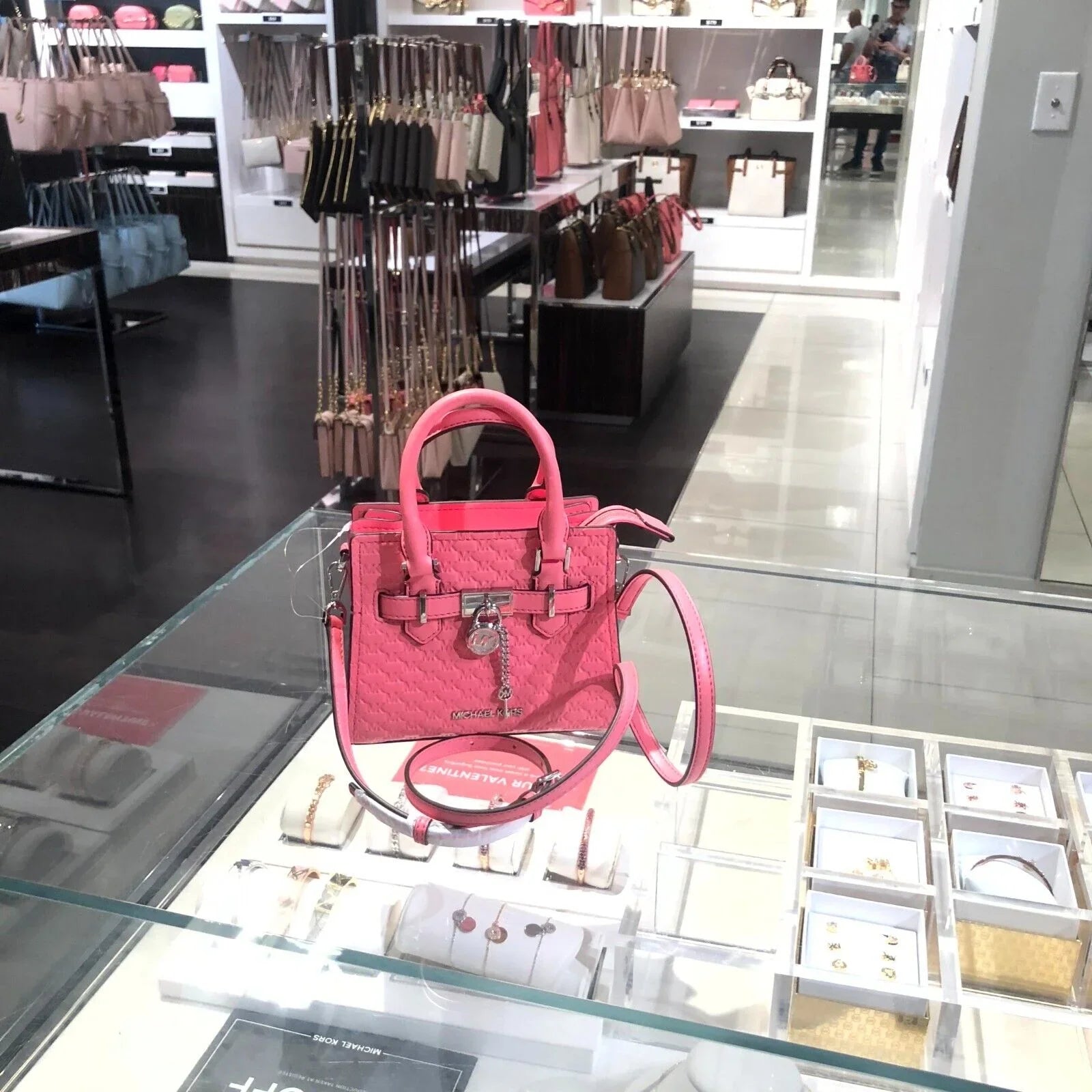 Michael Kors Hamilton XSize MINI Sizeatchel Sizehoulder Crossbody Bag PVC Vegan Tea Rose