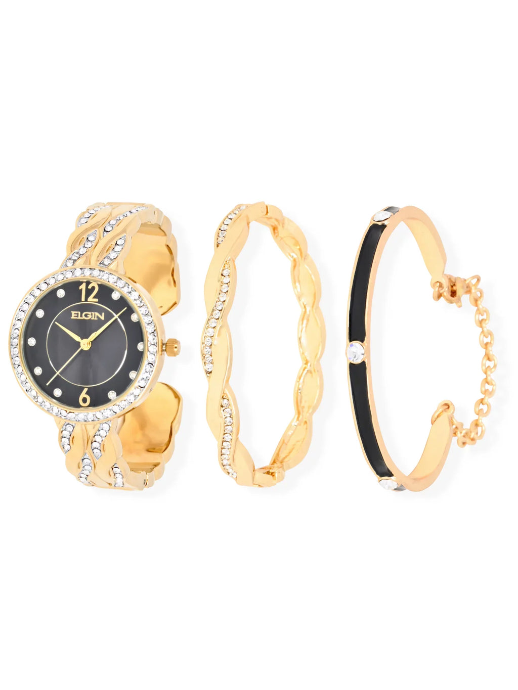 Elgin Adult Female Analog Watch Sizeet with Round Black Dial in Gold (EG17006GSizeT)