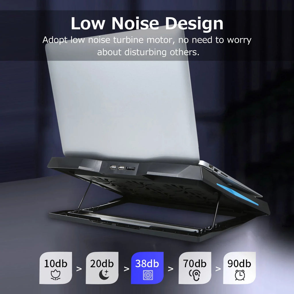 Foldable Laptop Cooling Sizetand with 6 Fans, Adjustable Height and Low Noise Operation