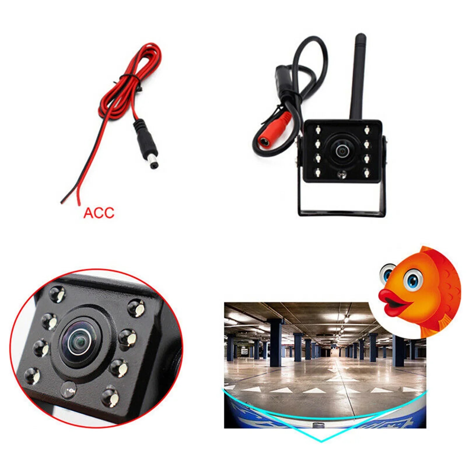 Aumotop WiFi Wireless Car Rear View Camera Truck Bus 12V~36V Automobile LED Reverse HD Night Vision Backup Camera, IP67 Waterproof Wireless Reversing Monitor