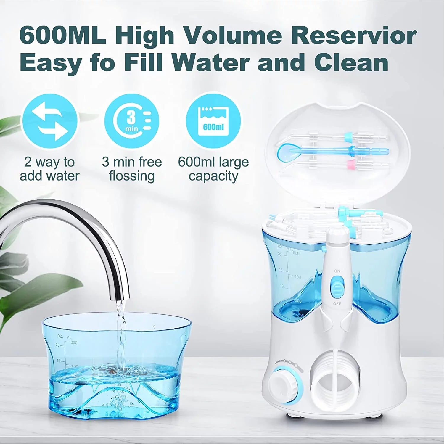 Homgeek Water Flosser for Braces Teeth Cleaner Dental Water Teeth 10 Adjustable Pressure with 7 Multifunctional Tips Ivory