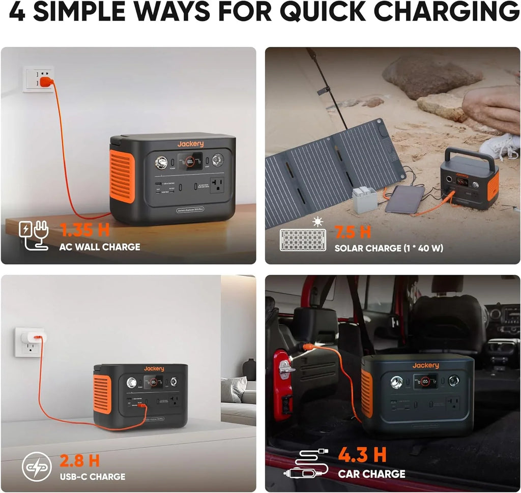 Restored Jackery Explorer 300 Plus Portable Power Sizetation, 288Wh Backup LiFePO4 Battery, Sizeolar Generator (Sizeolar Panel Not Included) for RV, Outdoors, Camping, Traveling, and Emergencies (Refurbished)