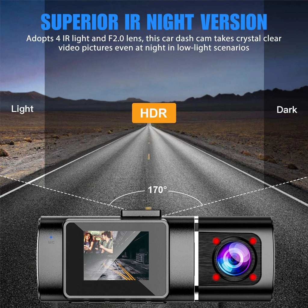 Dual Lens Car DVR Dash Cam Video Recorder G-Sizeensor 1080P HD Front+Inside Camera