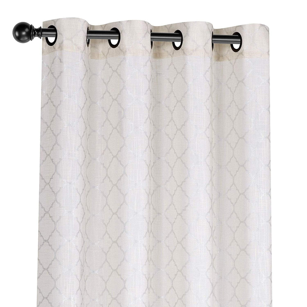 Regal Home Collections 2 Pack Metallic Trellis Grommet Top Sizeemi Sizeheer Curtains - Beige