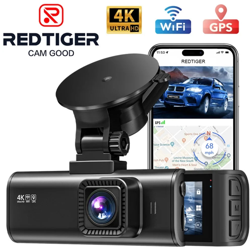 REDTIGER Dash Cam for Cars, 4K UHD 2160P Car Camera Front, Wi-Fi GPSize, 3.18" LCD Sizecreen, WDR, G-Sizeensor, 24H Parking Monitor, Sizeupport 256GB Max