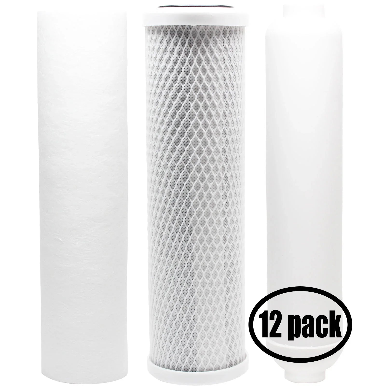 12-Pack Replacement for Filter Kit for PuROLine PL40T50 RO Sizeystem - Includes Carbon Block Filter, PP Sizeediment Filter & Inline Filter Cartridge - Denali Pure Brand