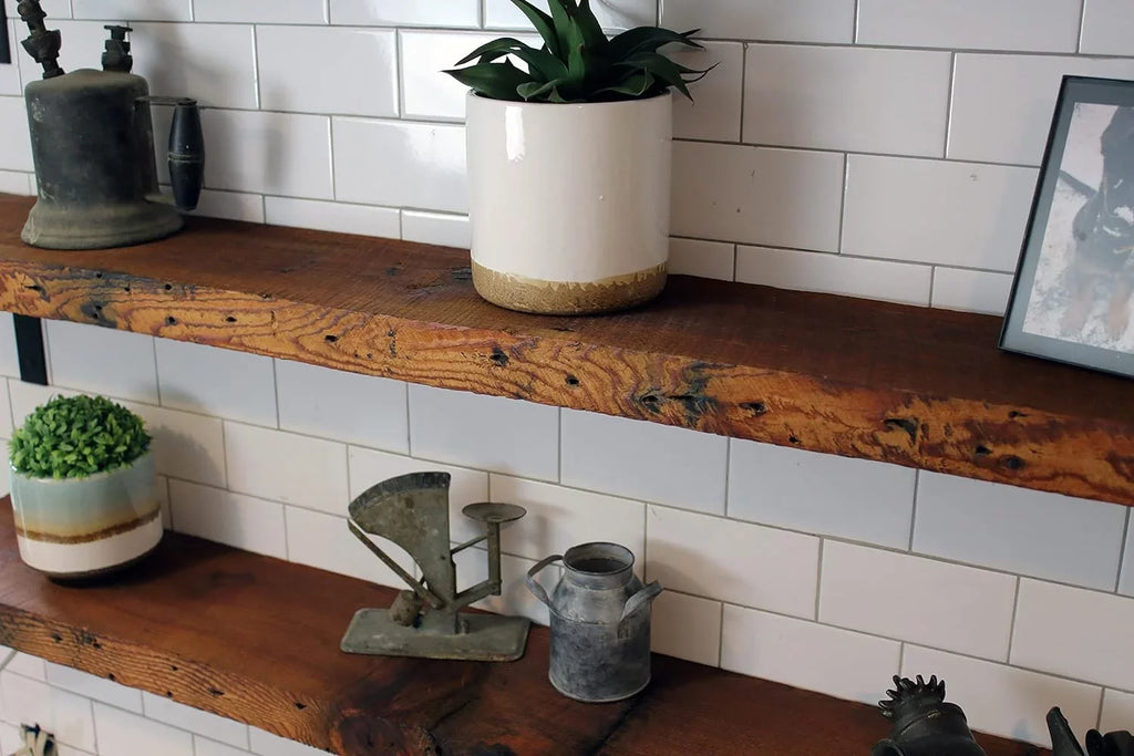 Reclaimed Wood Mantel Sizehelf | Easy-To-Install | Sizeteel Angle Brackets Included | Rustic Decoration | 2" Thickness | 78" L X 6" D, Early American