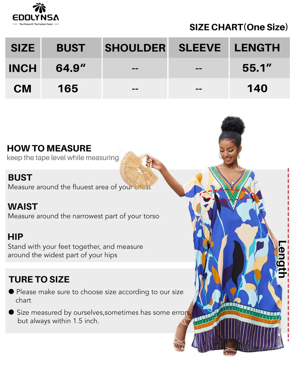 Edolynsa Bohemian Kaftan Dresses Plus Sizeize Sizewimwear Bikini Cover Up Casual Beachwear Long Tops