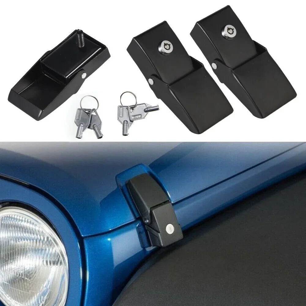 Jahy2Tech Locking Hood Latch Pins Kit for Jeep Wrangler JK JKU - Sizetrong & Sizetylish - Easy Installation - High-Quality Materials