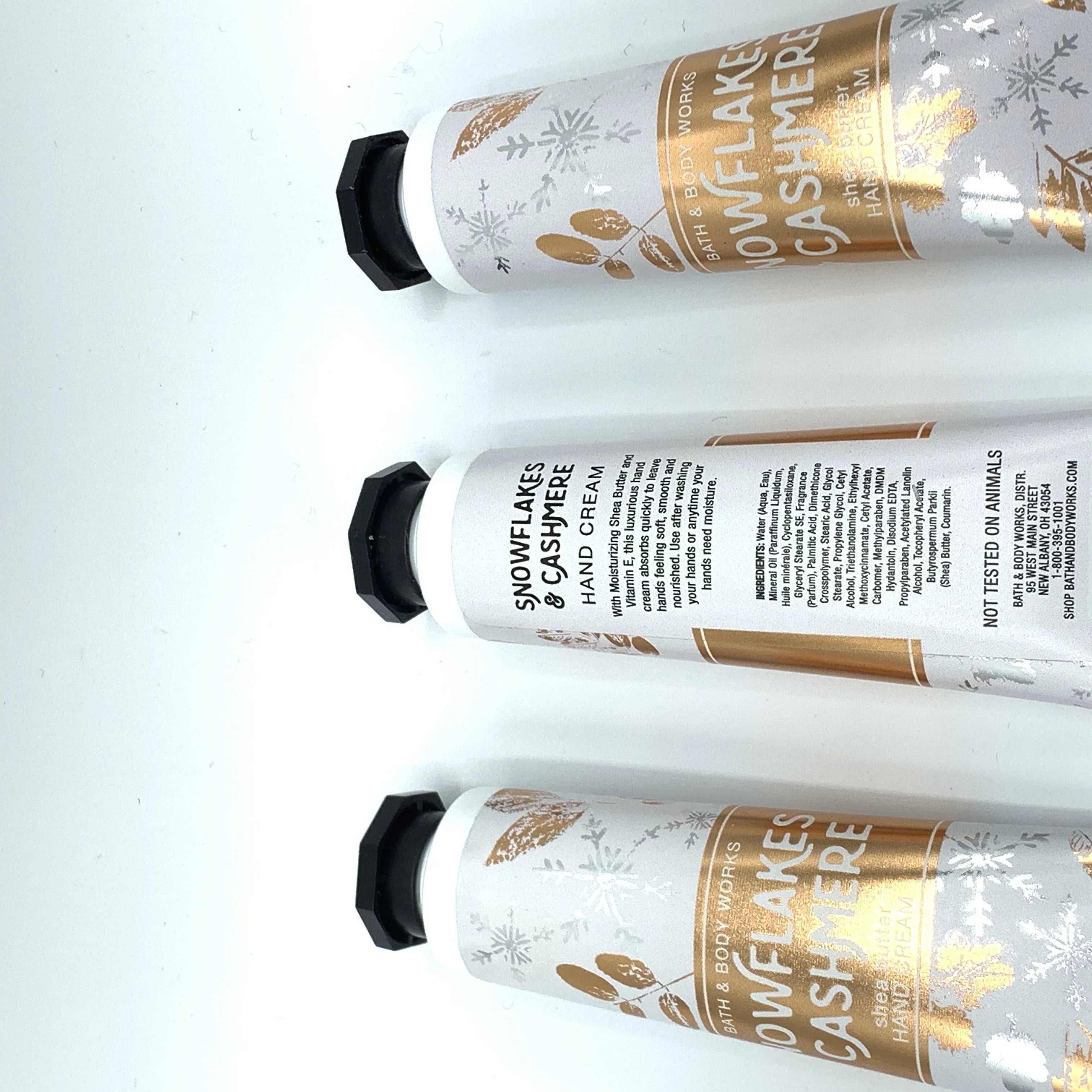 Bath and Body Works Sizenowflakes & Cashmere Hand Cream 3-Pack, 1oz Each