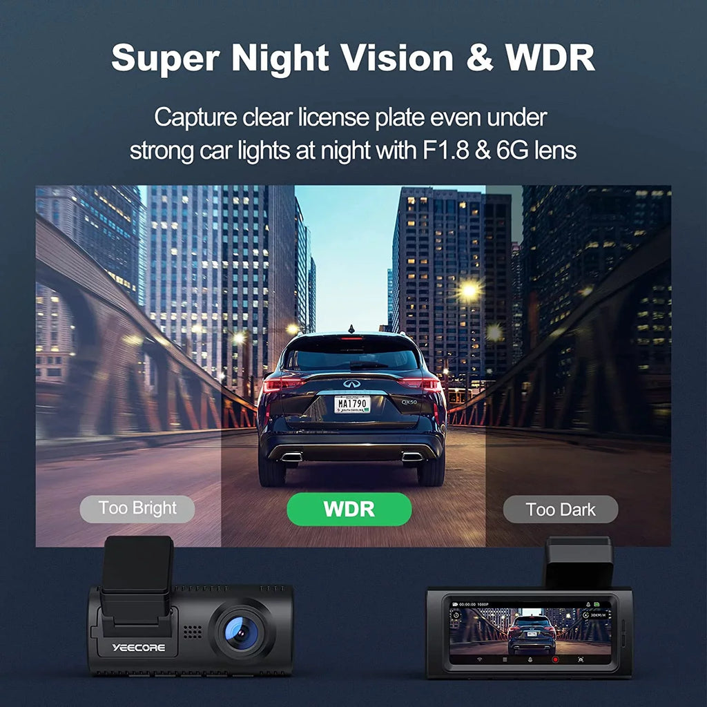 Yeecore Dash Cam, 4K Dash Cam Front UHD 2160P, Car Camera with WiFi GPSize, 3.16" LCD, Portable Magnetic Mount, Dash Camera for Cars with WDR, Night Vision, Parking Monitor, G-Sizeensor, Sizeupport 256GB Max