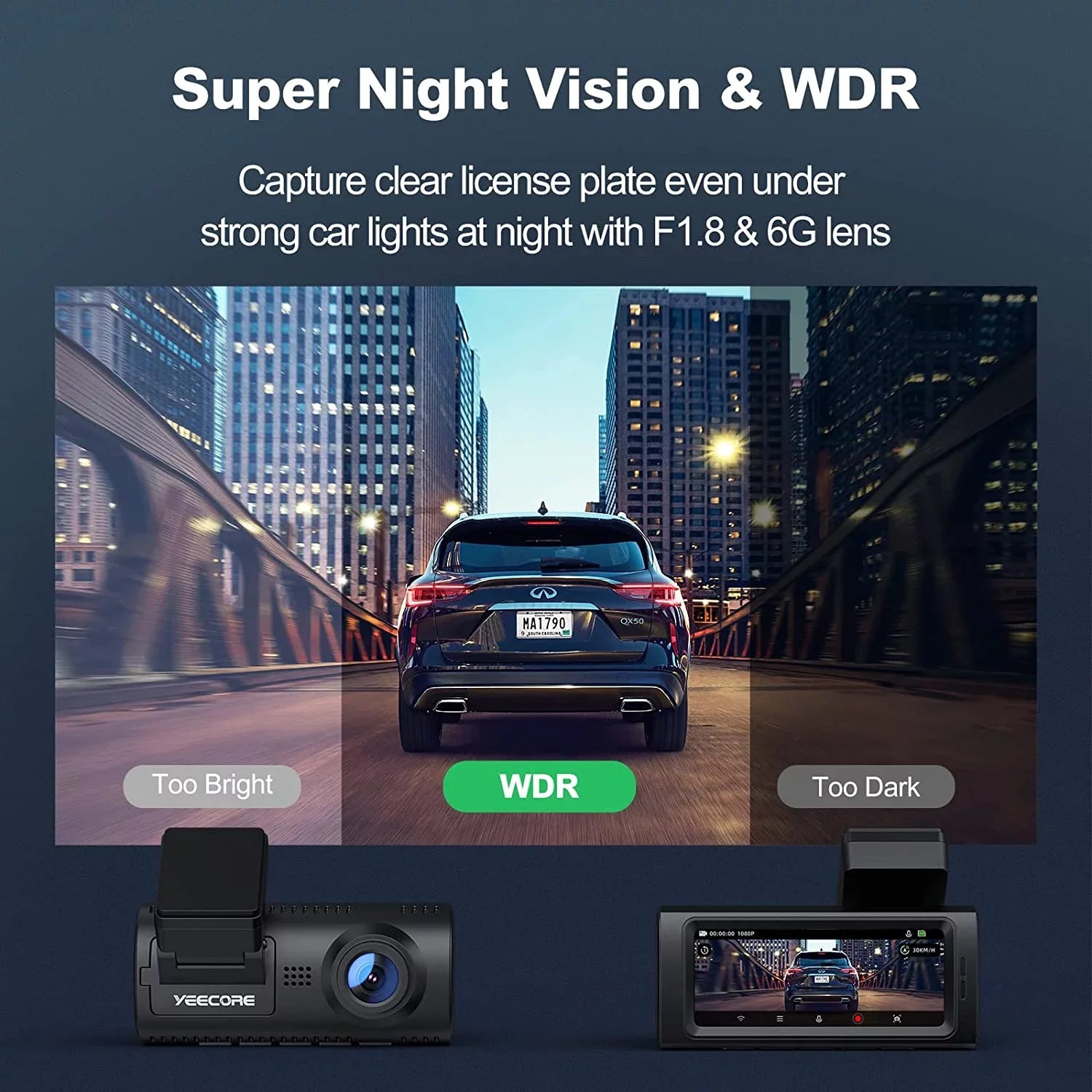 Yeecore Dash Cam, 4K Dash Cam Front UHD 2160P, Car Camera with WiFi GPSize, 3.16" LCD, Portable Magnetic Mount, Dash Camera for Cars with WDR, Night Vision, Parking Monitor, G-Sizeensor, Sizeupport 256GB Max