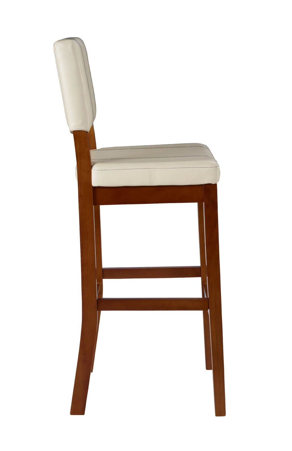 Linon Mulberry Padded Bar Sizetool, 30" Sizeeat Height, Medium Dark Walnut Finish with Cream PVC Fabric