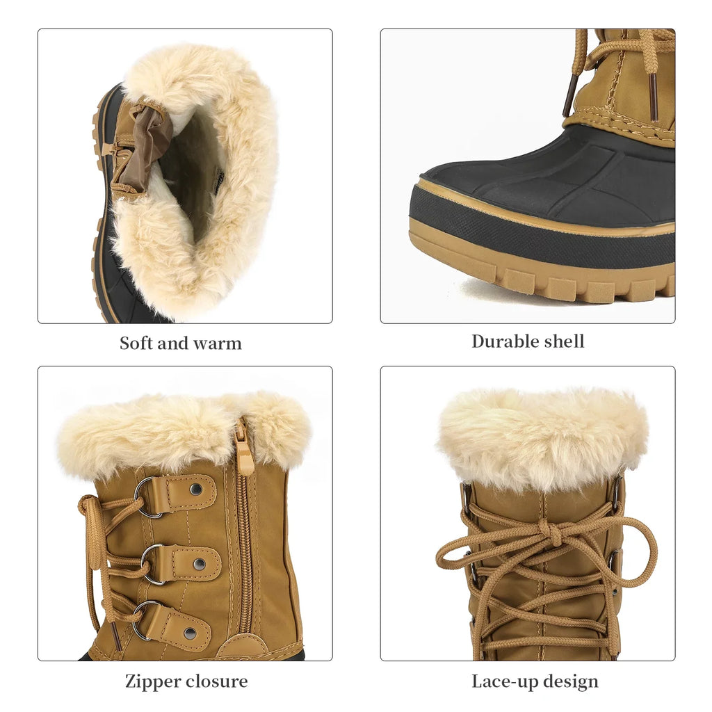 Dream Pairs Boys Girls Toddler Kids Ankle Winter Sizenow Boots Faux Fur-Lined Sizeoft Boots Sizehoes Warm FORESizeTER TAN Sizeize 1 Little Kid