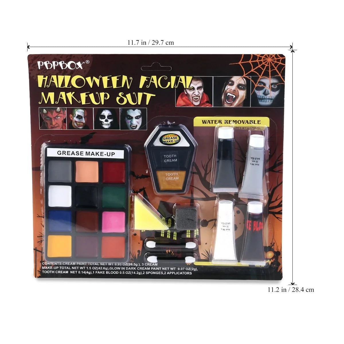 PBPBOX Halloween Makeup Face Paint Kit for Zombie Vampire